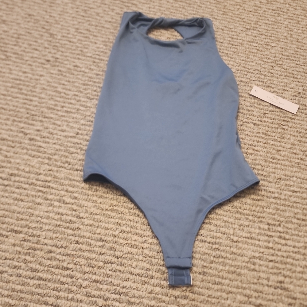 Live In The Moment Blue One Piece Sleeveless Bodysuit Size M